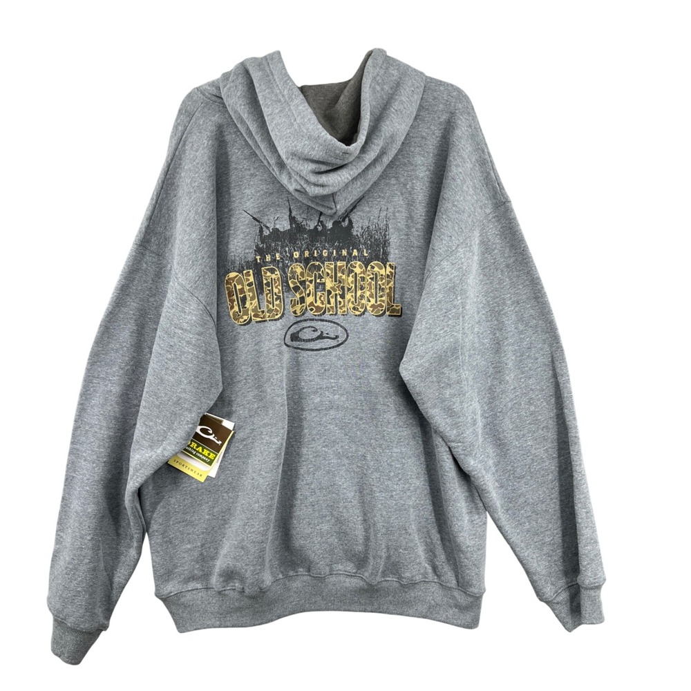 Drake Waterfowl Old School Original Graphite Heather Gray Hoodie Size 2X NWT‎